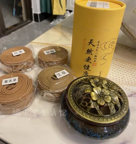 【送香炉】120盘檀香盘香蚊香驱蚊香家用供...