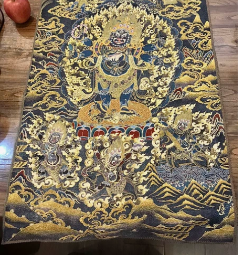 赔钱出黑冥王唐卡织锦装饰画丝绸刺绣老物件 ...