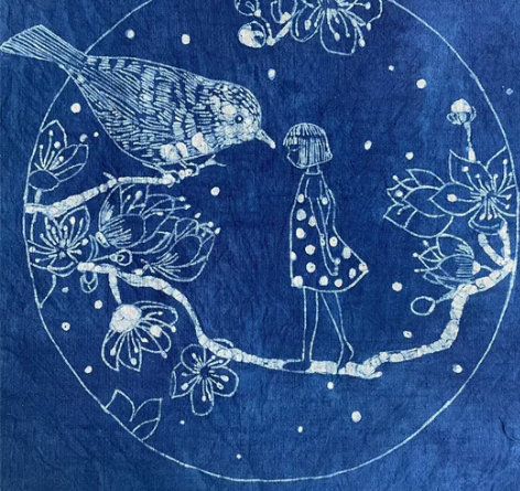 纯手工蜡染画 画的尺寸时直径40厘米 画布...