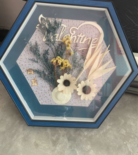 简约手工创意画实物装饰画干花干草挂画实物标...