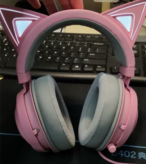 全新雷蛇北海巨妖萌猫版有线耳机7.1声道猫...