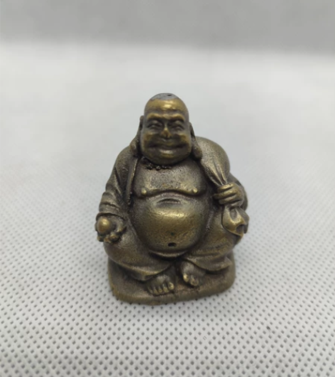 清代铜鎏金小佛一尊，（布袋和尚），高4.5...