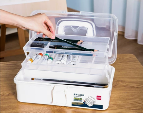 得力美术工具箱画画美甲师专用多功能画箱文具...
