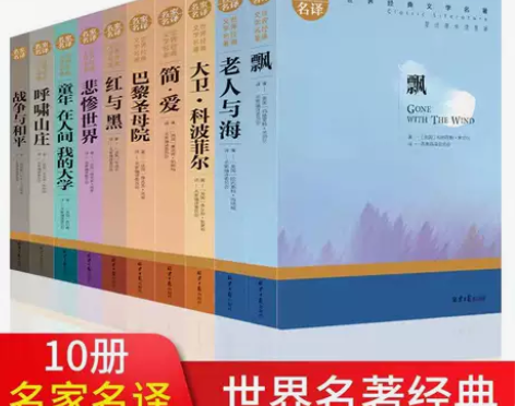 10册经典名著飘简爱悲惨世界红与黑正版初中...