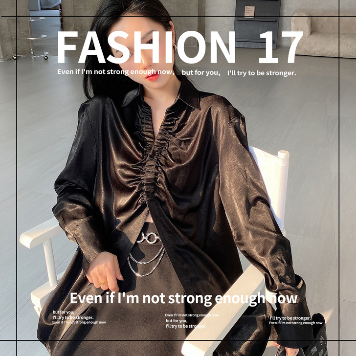 3.26祖艾 自制【大表姐衬衣】V领抽皱气...