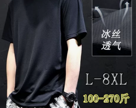 网眼透气速干衣t恤夏季男士冰丝短袖男宽松加...