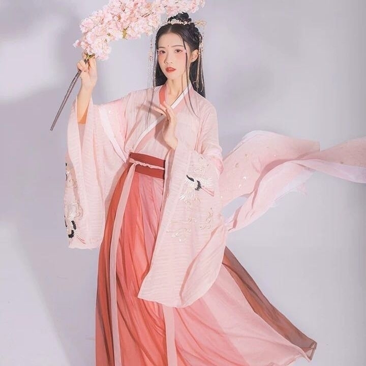 汉尚华莲 桃花记 汉服 交领齐腰襦裙 一片...