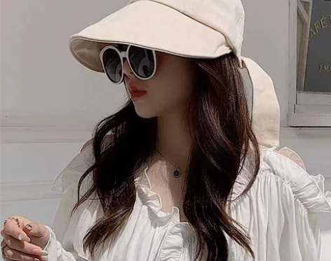小众棒球帽日系米白色大檐防晒帽女鸭舌帽出游...