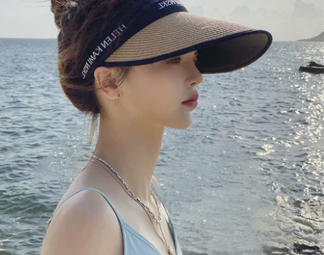 空顶uv防晒帽女夏防紫外线大帽檐沙滩遮阳草...