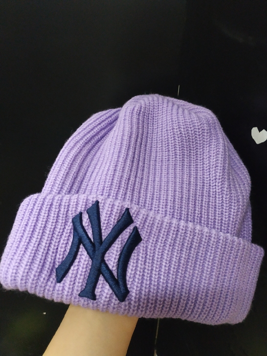 mlb ny 紫色针织帽 冷帽 不正 无吊...