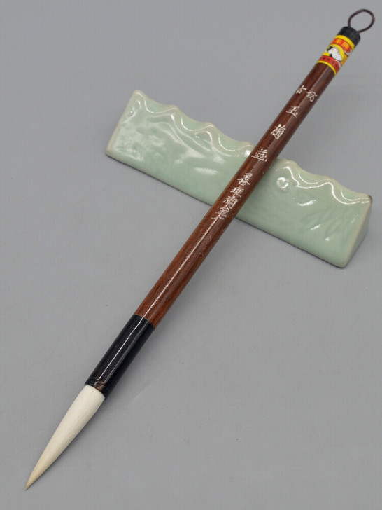 双羊遗留纯羊毫毛笔，善琏湖笔老毛笔，品相保...