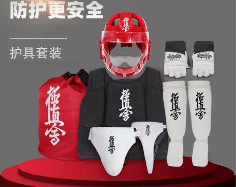 极真会护具全套5件套拳套护腿护档护脚手套训...