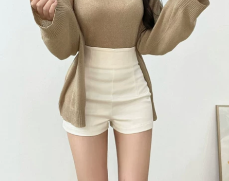 白色短裤女2022新款高腰显瘦紧身包臀性感...