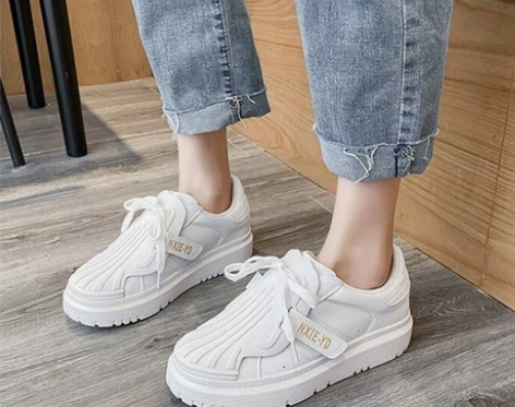 贝壳头小白鞋女2022春季新款圆头系带平底...