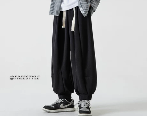 日系卫裤男潮牌大码灯笼休闲长裤秋冬季加绒加...