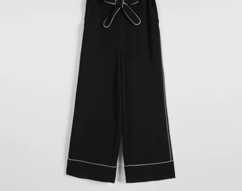 C＆A复古睡衣风高腰阔腿裤女 秋装新款悬垂...