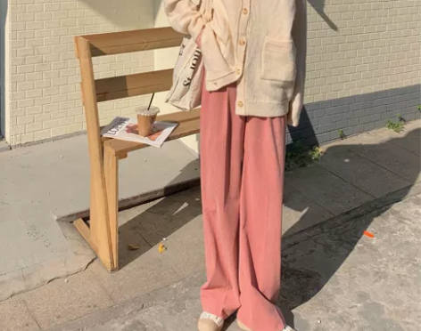 ?复古休闲灯芯绒裤子女2021冬季新款宽松...