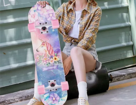 滑板初学者女生青少年儿童刷街专业双翘代步初...