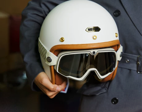法国motow3/4摩托车复古头盔半盔哈雷...