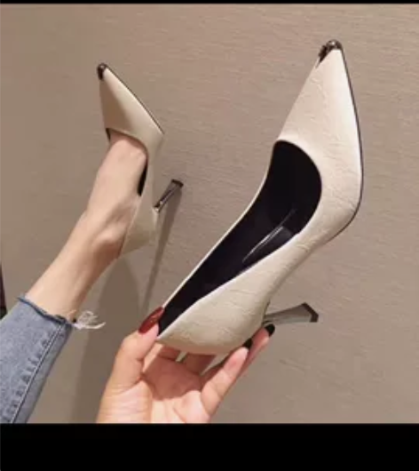 尖头细跟高跟鞋女2022新款法式网红百搭小...