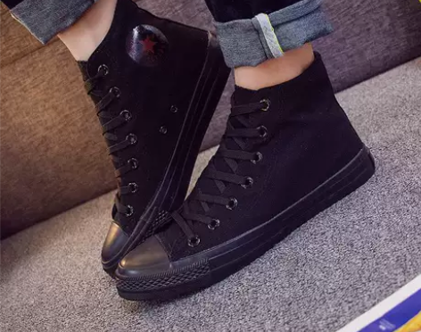 回力旗舰店纯黑色高帮帆布鞋男学生板鞋大码4...