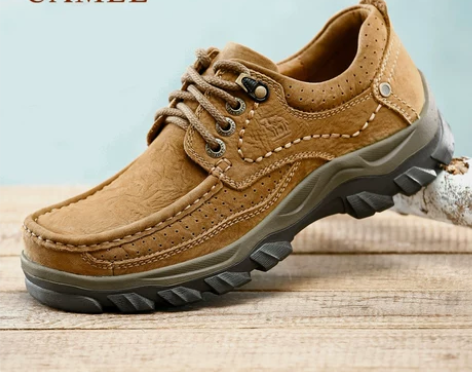 骆驼男鞋秋季低帮户外男士休闲鞋大头皮鞋防滑...