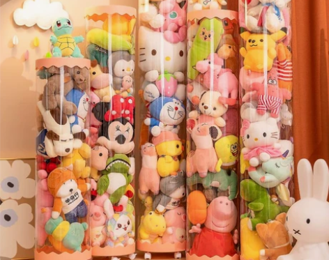 【特价清仓】娃娃收纳桶透明圆柱筒儿童毛绒玩...