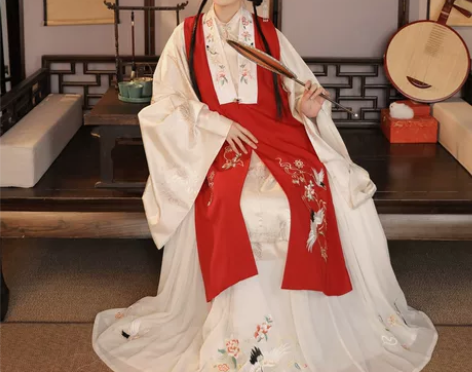 裳云兮汉服 原创女锦鹤眀制立领长衫暗花交领...