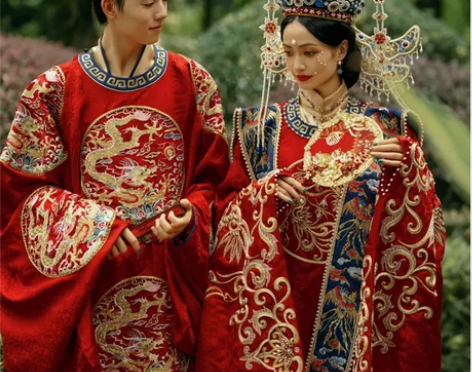 套装宋制汉服婚服结婚花嫁衣凤冠霞帔古装中国...
