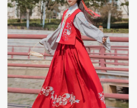 汉服 比甲 五五年 婉如 仅图上红色比甲 ...