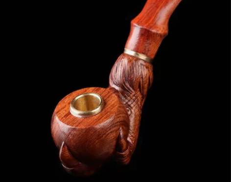 老式经典高档檀木花梨木烟斗男士弯式实木手工...