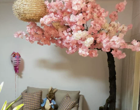 仿真樱花枝大枝婚庆樱花树盆景手工装饰花藤条...