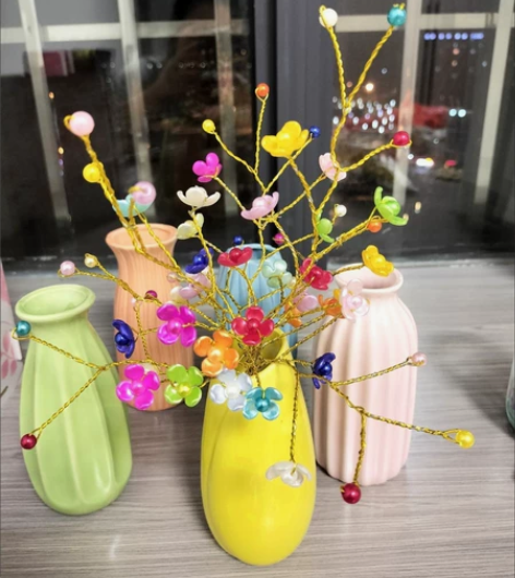 【5件套包邮】陶瓷花瓶白色小清新干花满天星...
