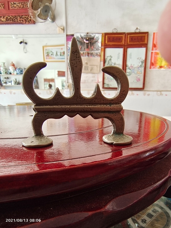 清代文房白铜笔架,大器厚重,文房雅器,造型...