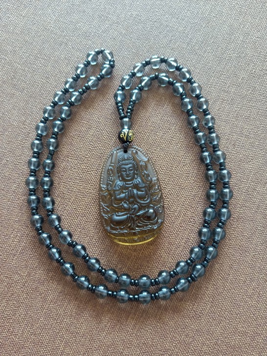 黑曜石千手观音本命佛吊坠属龙鼠十二生肖项链...