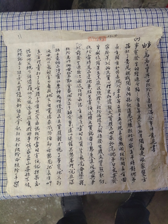 解放初调查书,一通四页,送呈法院的,字写的...