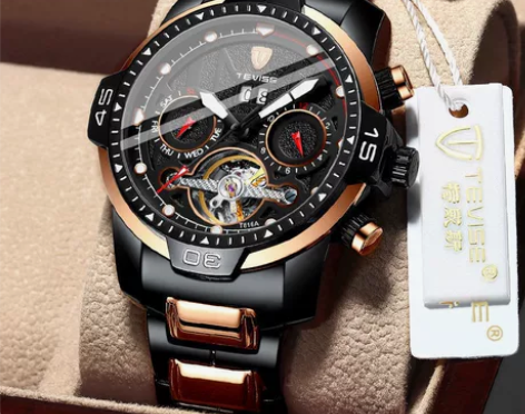 特威斯机械手表男镂空2020新款男士防水潮...