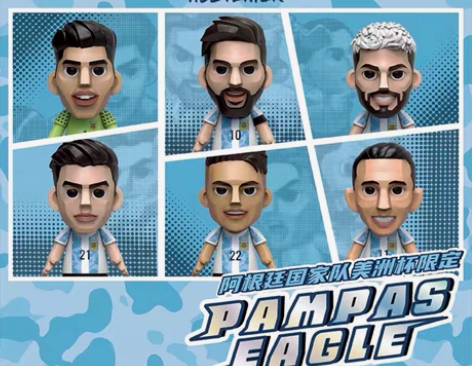 王牌化身阿根廷潮玩盲盒足球玩偶公仔车内摆件...