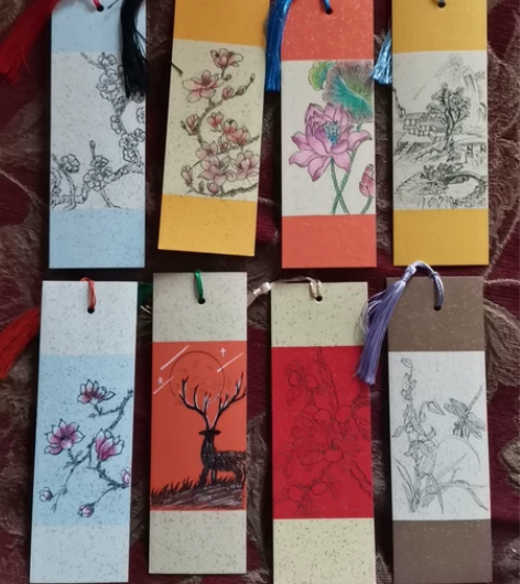 手绘书签,纯手绘,(使用的书签为:曹一阁正...