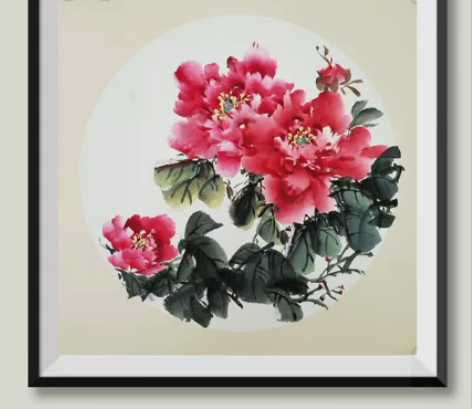 纯手绘国画牡丹（已售出），50*50cm宣...