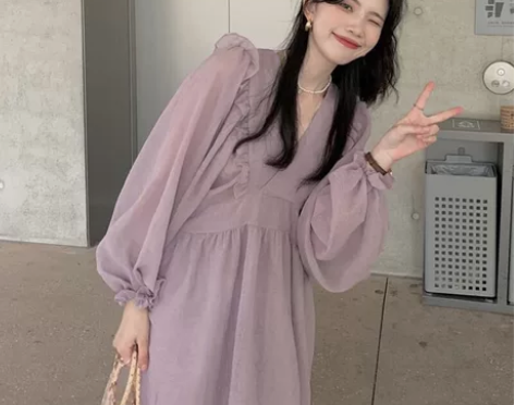 低价出售!!!法式仙女荷叶边温柔风连衣裙女...