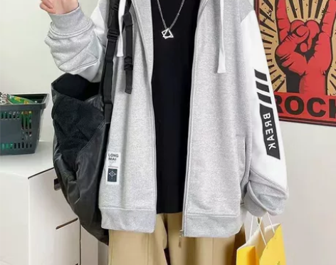 连帽卫衣男长袖开衫衣服潮牌青少年秋季学生秋...