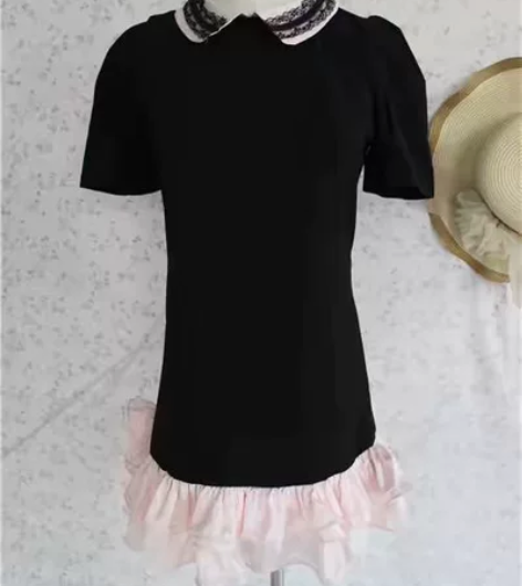 下摆层层荷叶边蛋糕裙篷篷裙短袖连衣裙女裙 ...