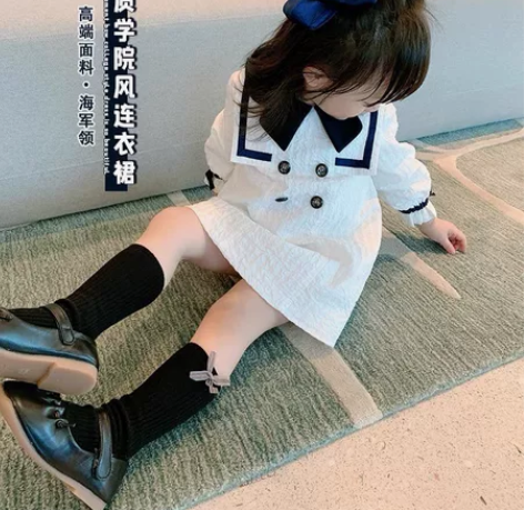女童学院风连衣裙春秋女孩公主裙儿童2021...