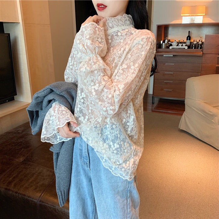 蕾丝衫女网纱内搭衫