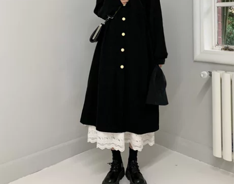 2020秋冬新款韩版复古小黑裙赫本风裙子长...