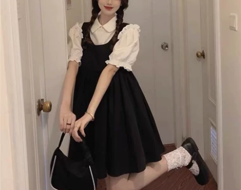 【没有内搭只有裙子】新款夏季学院风连衣裙甜...