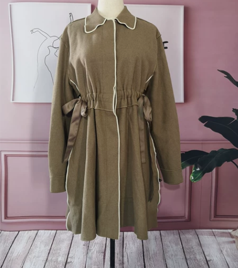 春秋款韩版尼子外套 腰节抽绳设计 款式时...