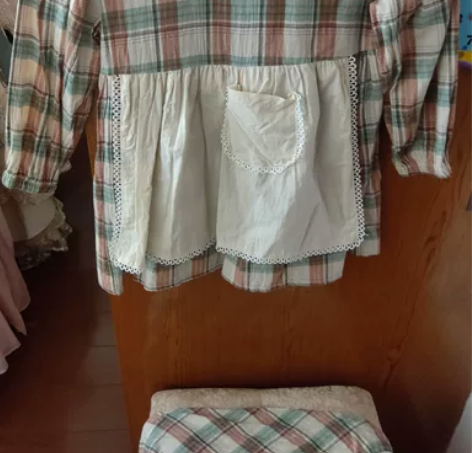 田园风格子连衣裙，送头巾，女儿超喜欢，但是...