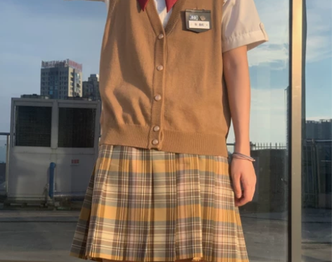 ?优马L1正版JK制服裙日系学院风高腰格子...